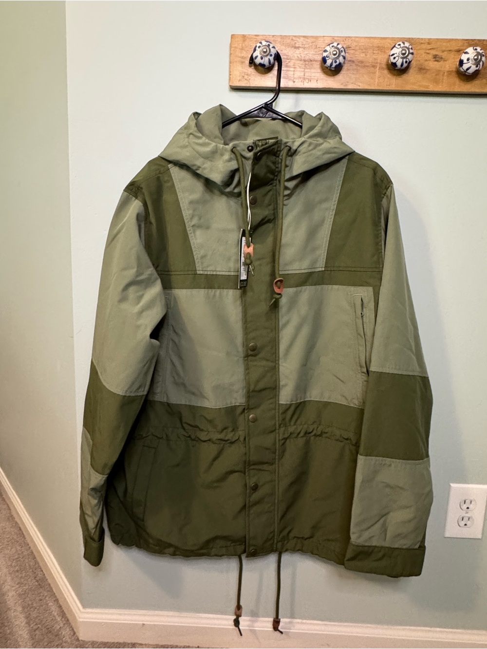Alpine Design Two-Tone Olive Green Hooded Raincoat